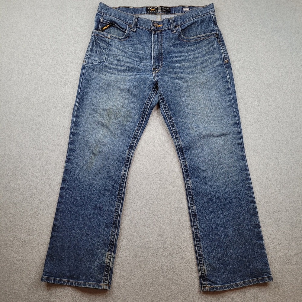 Ariat Rebar M4 Relaxed Boot Jeans Mens 36x30 Blue DuraStretch Workwear 10016220